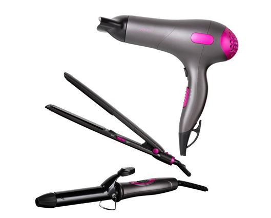 Gift 1800W DC Hairdryer / 25mm Curling Tong / Hair Straightener Neon Pink / Graphite