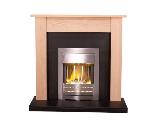 Skyla Fireplace Suite in Oak and Black, 43 Inch