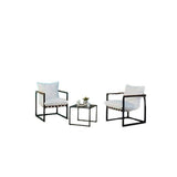 Marbella Black Balcony Set Polywood Arm Ivory Cushion +Cover