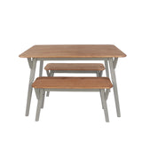 Corona Grey 120cm kitchen table & 2 bench set