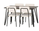 MARLOW & SHELDON DINING SET (X4 CHAIRS) - BLACK MARBLE/IVORY BOUCLE FABRIC