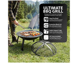 ZENO Round Fire Pit - 3 in 1 Heater/Grill/BBQ with Accessories