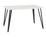 MARLOW & ATHENS DINING SET (X4 CHAIRS) - WHITE MARBLE/GREY FAUX LEATHER
