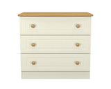 Warwick 3 Drawer Chest - Cream Ash with Modern Oak Top