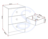 DENVER 3 DRAWER BEDSIDE - WHITE GLOSS
