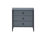 Zulu Nightstand with 3 Drawers-Dark Grey