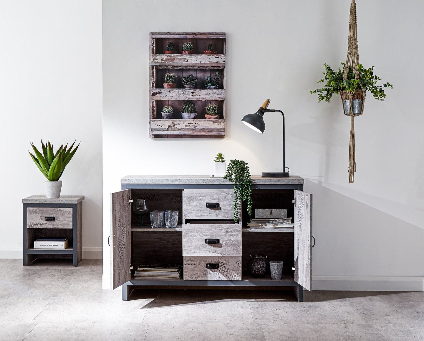 Baxter 2 door 3 drawer sideboard grey