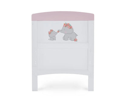 Elephants Pink Cot Bed + Fibre Mattress