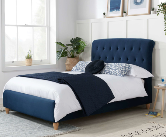 Brompton Double Bed - Midnight Blue