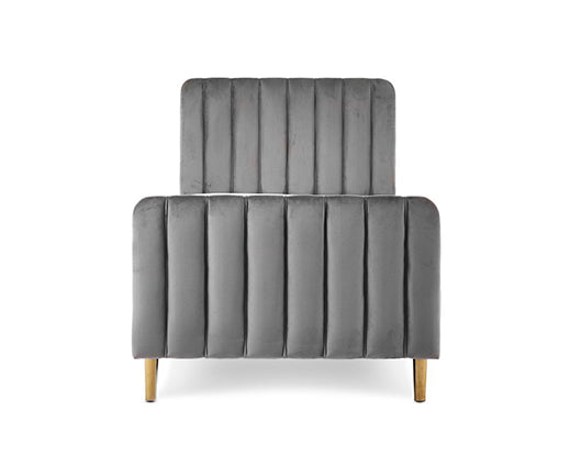 Gwen Velvet Single Bed - Grey