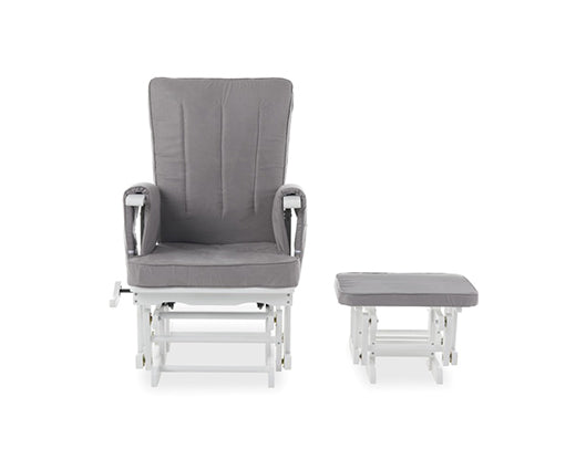 Mila Deluxe Reclining Glider Chair & Stool - Grey