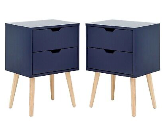 Nessi 2 Drawer Bedsides (Pair)- Nightshadow Blue