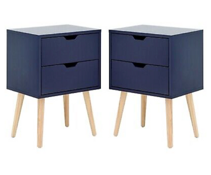 Nessi 2 Drawer Bedsides (Pair)- Nightshadow Blue