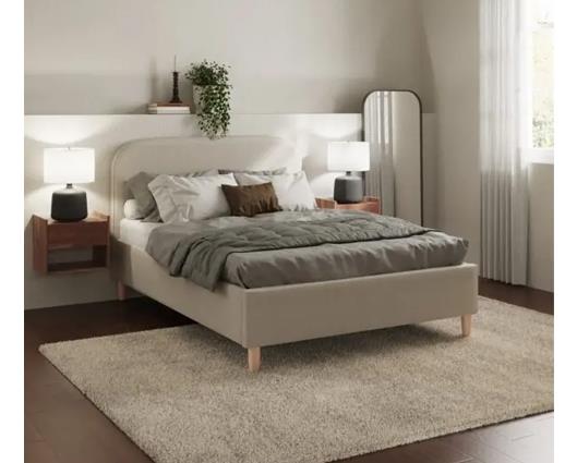 Florence Boucle Double Ottoman Bed - Natural Stone