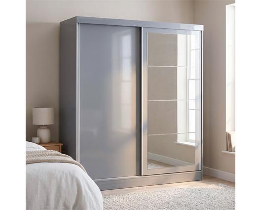 NEVADA 2 DOOR SLIDER WARDROBE - GREY GLOSS