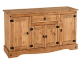 Corona 4 Door 1 Drawer Sideboard - Distressed Waxed Pine