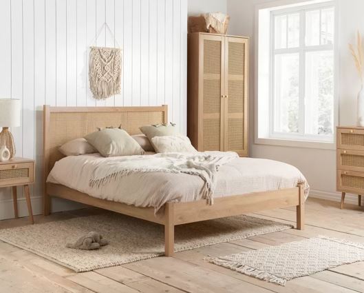 Croxley King Rattan Bed- Oak