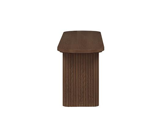 Axel Oval Fluted Dining Table with 2 Benches - Walnut