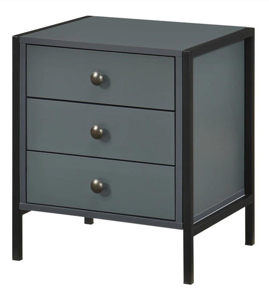Alva 3 Drawer Bedside - Dark Grey