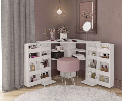 Opal Corner Dressing Table With Storage