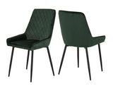 ATHENS RECT & AVERY DINING SET (X4 CHAIRS) - MEDIUM OAK EFFECT/EMERALD GREEN VELVET