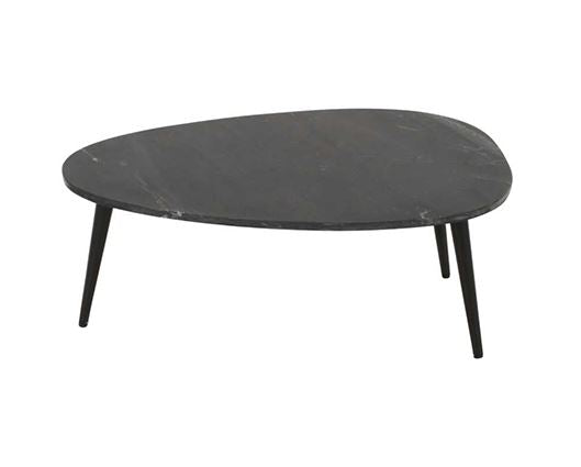 Olin Coffee Table With Black Marble Top & Metal Legs