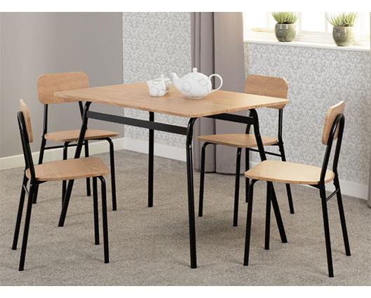 WARREN 1+4 DINING SET - RUSSET OAK EFFECT/BLACK
