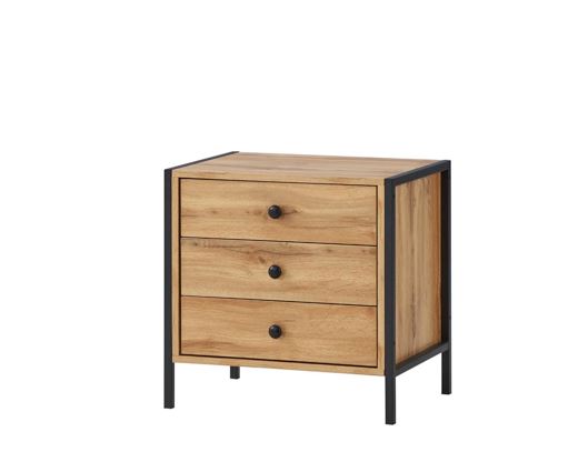 Zulu Nightstand with 3 Drawers-Oak