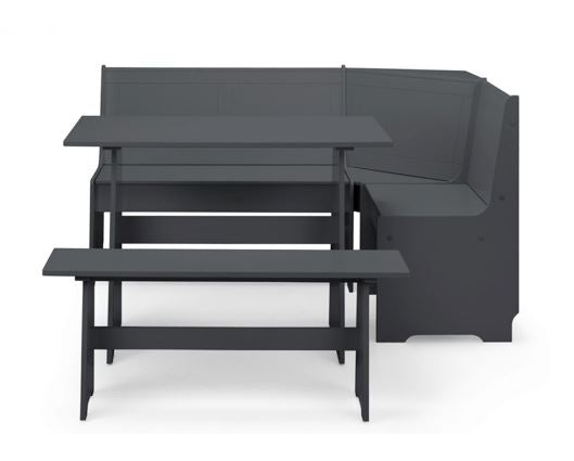 Noelle Corner Dining Set With Storage Bench- Anthracite