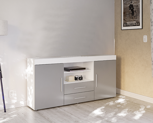 Edgeware 2 Door 2 Drawer Sideboard- White & Grey