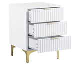 MIAMI 3 DRAWER BEDSIDE - WHITE/GOLD