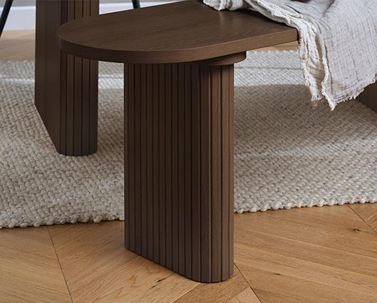 Axel Oval Fluted Dining Table with 2 Benches - Walnut