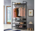 Zulu 3 Piece Bedroom Furniture Set Open Wardrobes-Black