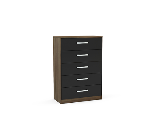 Lynx 5 Drawer Chest- Walnut & Black