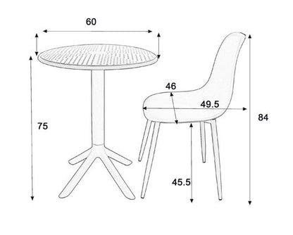 3 piece Cala bistro table & 2 chair set outdoor grade, terracotta