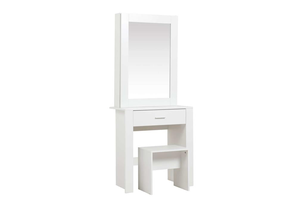 Emilia 1 Drawer Sliding Mirror Dressing Table - White