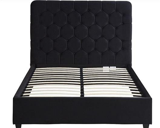 MADISON 5' BED - BLACK VELVET FABRIC