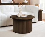 Axel Round Fluted Coffee Table - Walnut
