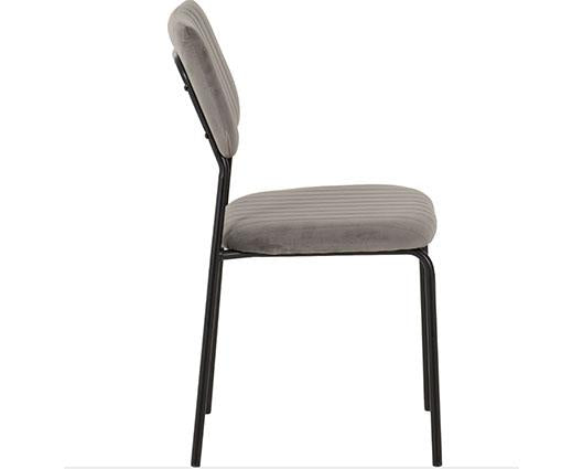 SHELDON ROUND GLASS TOP DINING SET (X4 CHAIRS) - CLEAR GLASS/GREY VELVET FABRIC