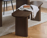 Axel Oval Fluted Dining Table with 2 Benches - Walnut