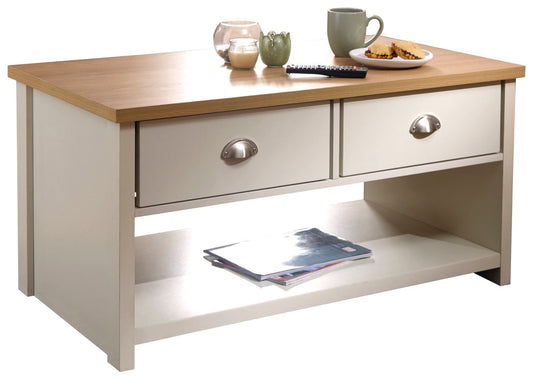 Lachlan 2 Drawer Coffee Table-Cream