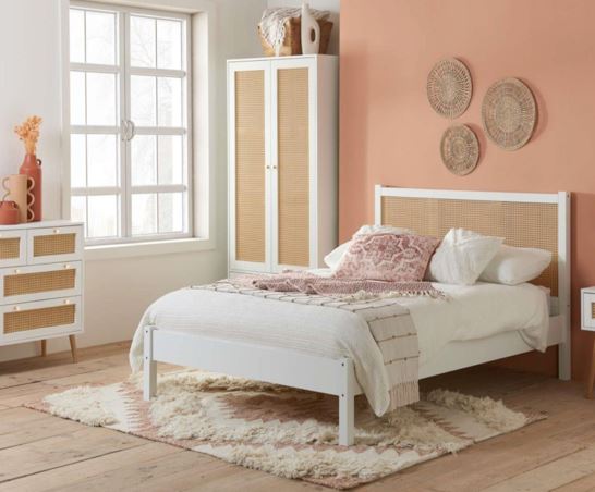 Croxley King Rattan Bed- White