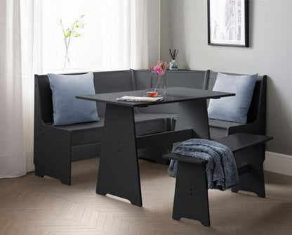 Noelle Corner Dining Set With Storage Bench- Anthracite