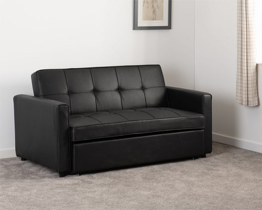 Atlas Sofa Bed - Black Faux Leather