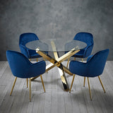 Lonnie Dining Chair Royal Blue With Gold Legs (Pack of 2)
