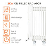 Warmlite 1500W Oil Filled Radiator White