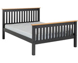 MONACO 4'6" HIGH END BED - DARK GREY/OAK EFFECT