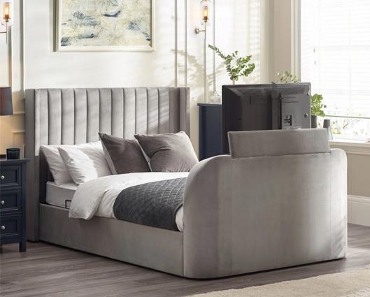 Clara Side Lift Ottoman TV Bed Light Grey - Super King