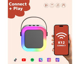 Mini Karaoke Machine with 2 Wireless Microphones and Portable Bluetooth Speaker