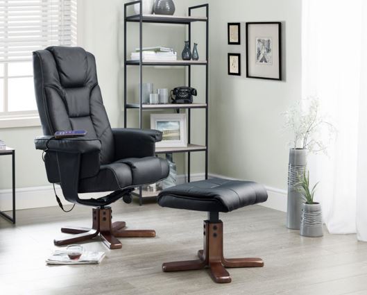 Monk Massage Recliner & Stool Black